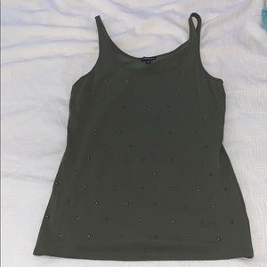 Army Green Express Tank Top with Gold Accents